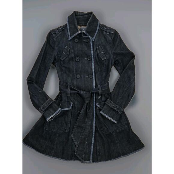 A|X Armani Exchange Women's Blue Denim Trench Coat Jacket‎ XS Long Sleeve - Picture 1 of 9